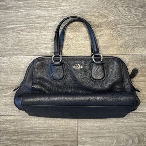 Vintage Coach Madison Pebbled Navy Leather Satchel Top Handle Bag Minimalist